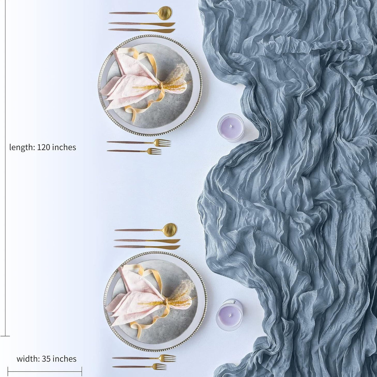 Light Green Bohemian Gauze Table Runner 2-Pack - Polyester Fabric for Party and Birthday Table Decor