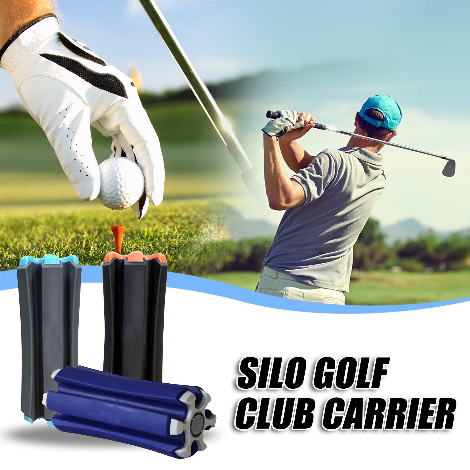 Blue And White Golf Club Carrier 2-Pack - Durable ABS+PET Golf Club Holder for Secure Storage and Easy Transport