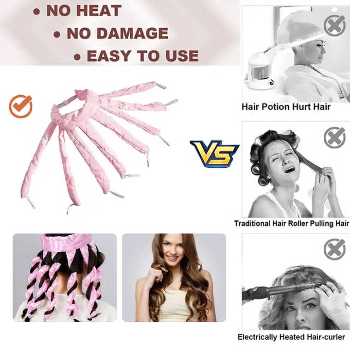 Brown Heatless Octopus Hair Curlers 2-Pack - 50cm Soft Fabric Curling Rods for Effortless, Damage-Free Curls