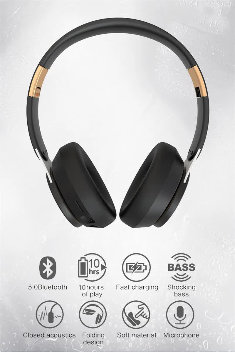 Red Wireless Bluetooth Headphones with Noise Reduction - Heavy Bass, Long Battery Life, TF Card Support
