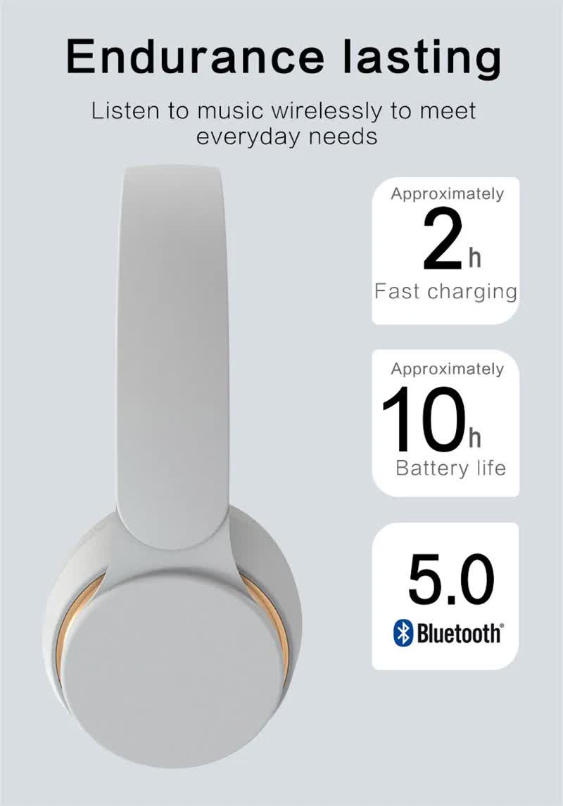 Red Wireless Bluetooth Headphones with Noise Reduction - Heavy Bass, Long Battery Life, TF Card Support