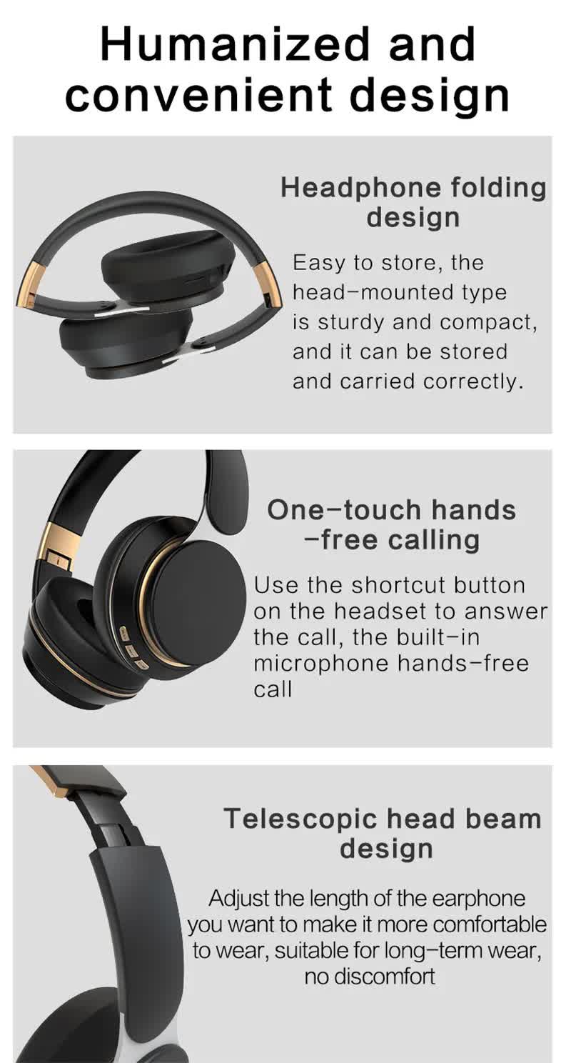 Red Wireless Bluetooth Headphones with Noise Reduction - Heavy Bass, Long Battery Life, TF Card Support