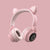 Pink Cat Ear Bluetooth Headphones with LED Lights - Wireless, Foldable