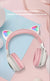 Pink Cat Ear Bluetooth Headphones with LED Lights - Wireless, Foldable