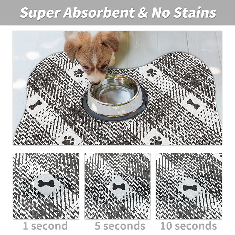 Brown And White Pet Feeding Mat 35x50cm - Anti-Slip, Durable Diatom Mud Mat for Dogs and Cats, Easy to Clean