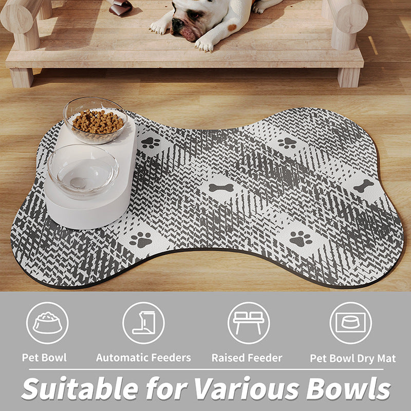 Brown And White Pet Feeding Mat 35x50cm - Anti-Slip, Durable Diatom Mud Mat for Dogs and Cats, Easy to Clean