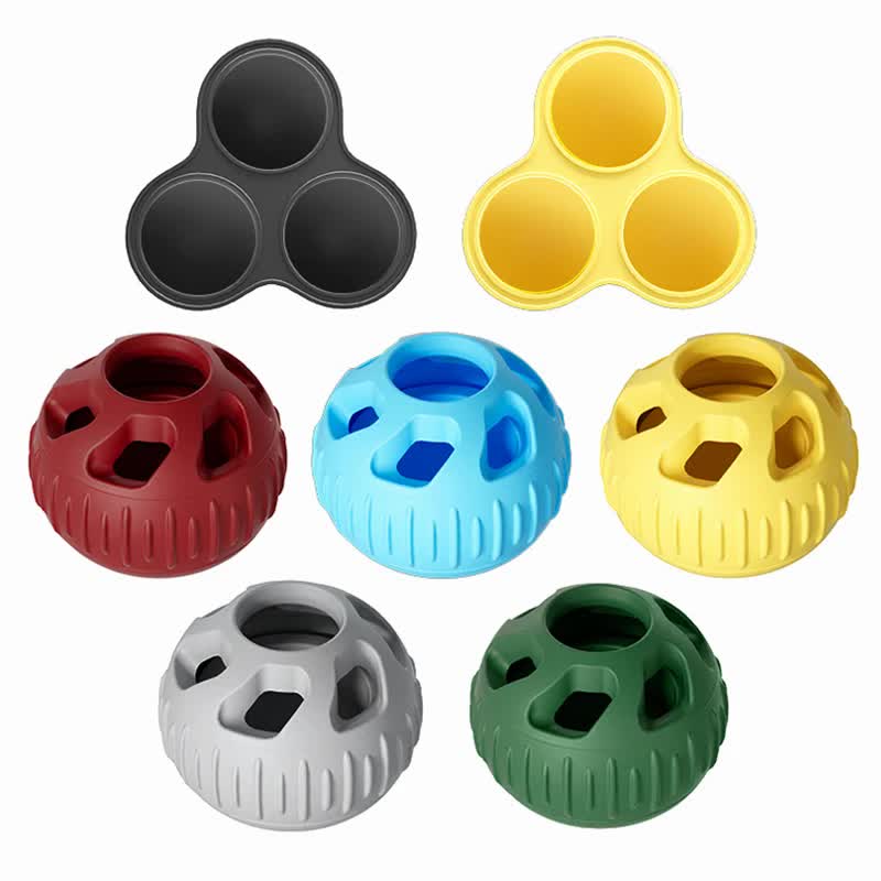 Yellow Ball and Black Mold Pet Treat Dispensing Ball and Molding Set - Silicone Dog Chew Toy for Teeth Cleaning and Boredom Relief