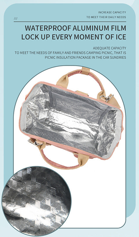 Green Multifunctional Insulated Lunch Bag for Women - Waterproof, Lightweight, and Stylish for Picnics and Outings