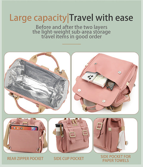 Green Multifunctional Insulated Lunch Bag for Women - Waterproof, Lightweight, and Stylish for Picnics and Outings