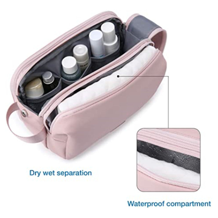 Pink Stylish Waterproof Travel Toiletry Bag Organizer - Large Capacity Shaving Kit & Makeup Case(Makeup is a prop for shooting and is not included)