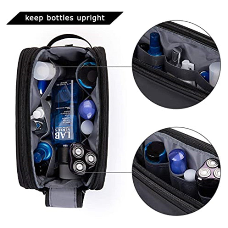Grey Stylish Waterproof Travel Toiletry Bag Organizer - Large Capacity Shaving Kit & Makeup Case(Makeup is a prop for shooting and is not included)