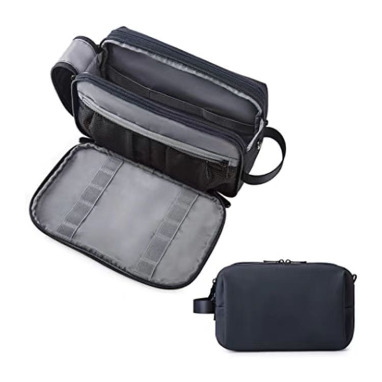 Dark Blue Stylish Waterproof Travel Toiletry Bag Organizer - Large Capacity Shaving Kit &amp; Makeup Case(Makeup is a prop for shooting and is not included)