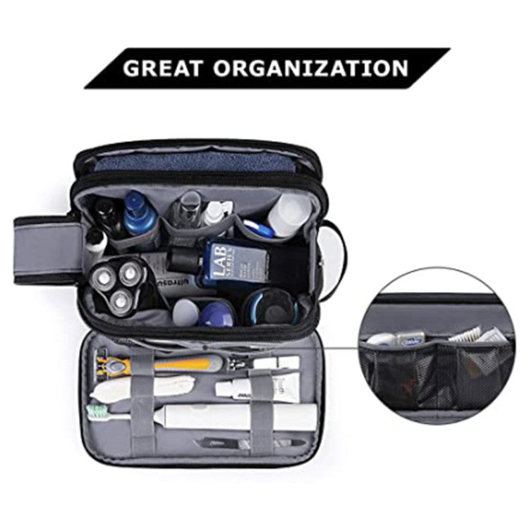 Dark Blue Stylish Waterproof Travel Toiletry Bag Organizer - Large Capacity Shaving Kit & Makeup Case(Makeup is a prop for shooting and is not included)