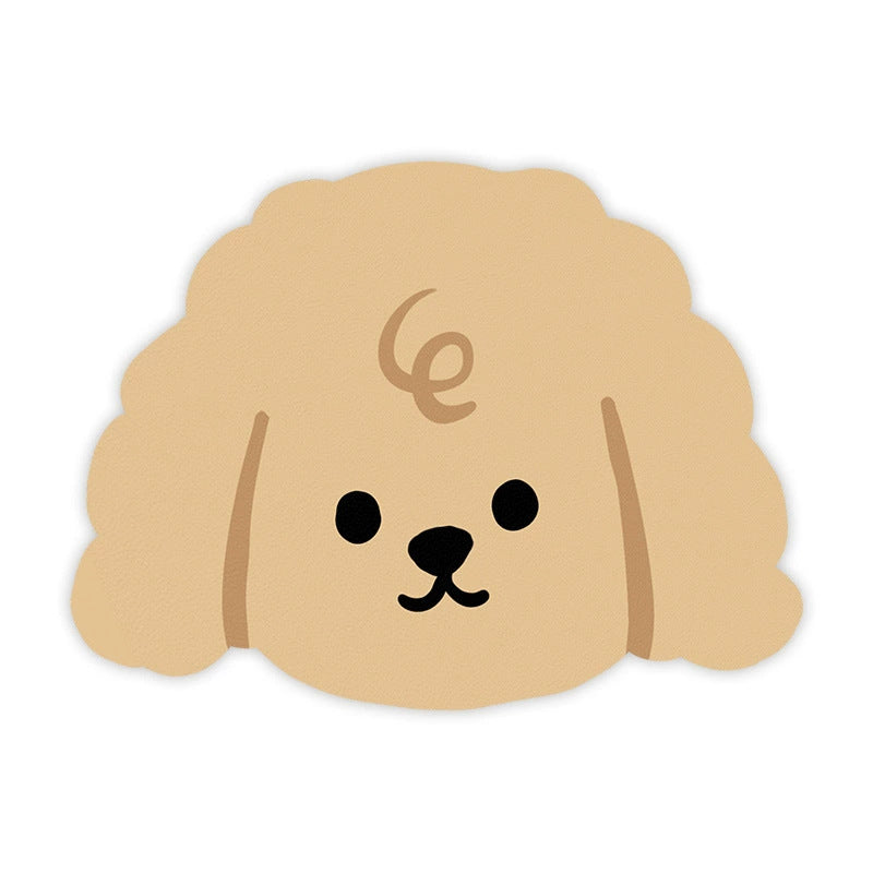 2 Pcs Style 4 Khaki Puppy pattern Cartoon Pet Feeding Mat for Cats &amp; Dogs - Absorbent Diatom Mud Splash-Proof Mat, Easy to Clean