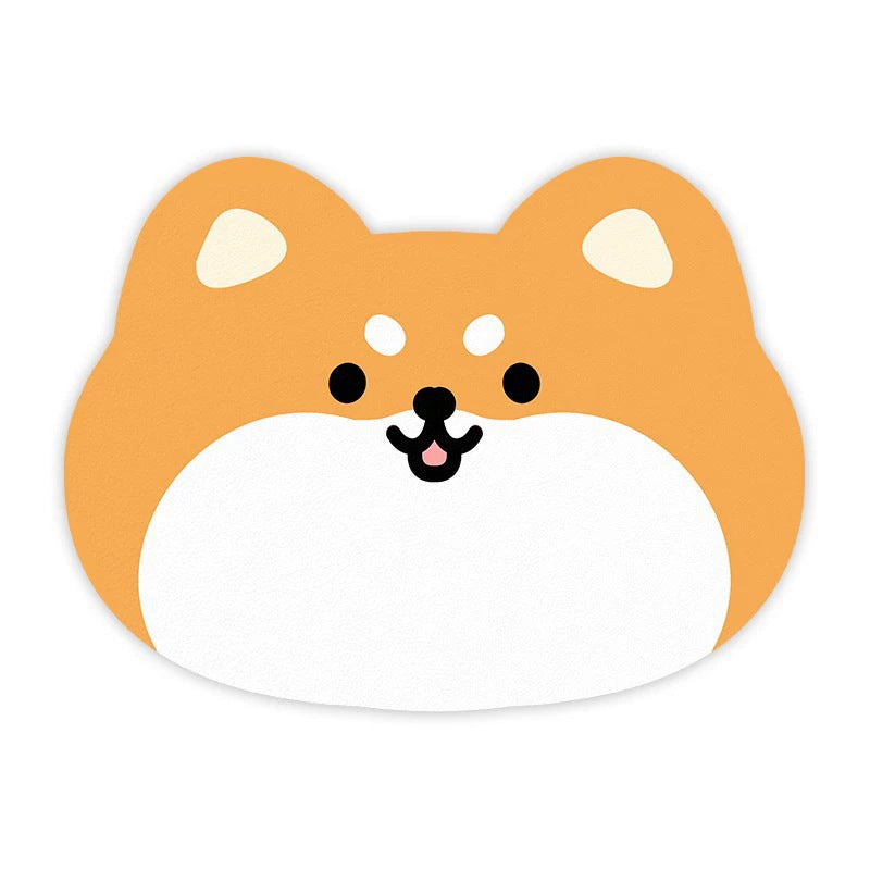 2 Pcs Style 9 Yellow Puppy pattern Cartoon Pet Feeding Mat for Cats &amp; Dogs - Absorbent Diatom Mud Splash-Proof Mat, Easy to Clean