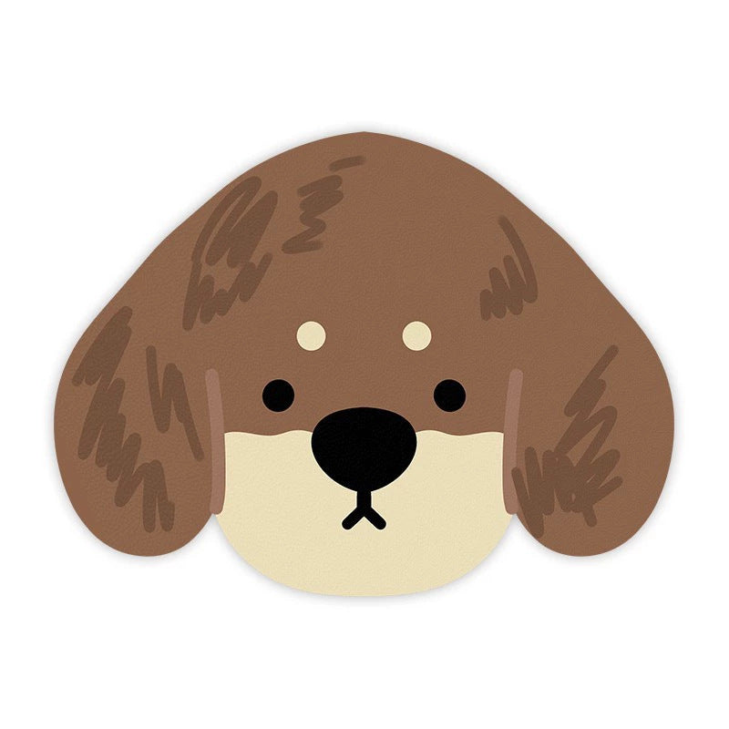 2 Pcs Style 11 Brown Puppy pattern Cartoon Pet Feeding Mat for Cats &amp; Dogs - Absorbent Diatom Mud Splash-Proof Mat, Easy to Clean