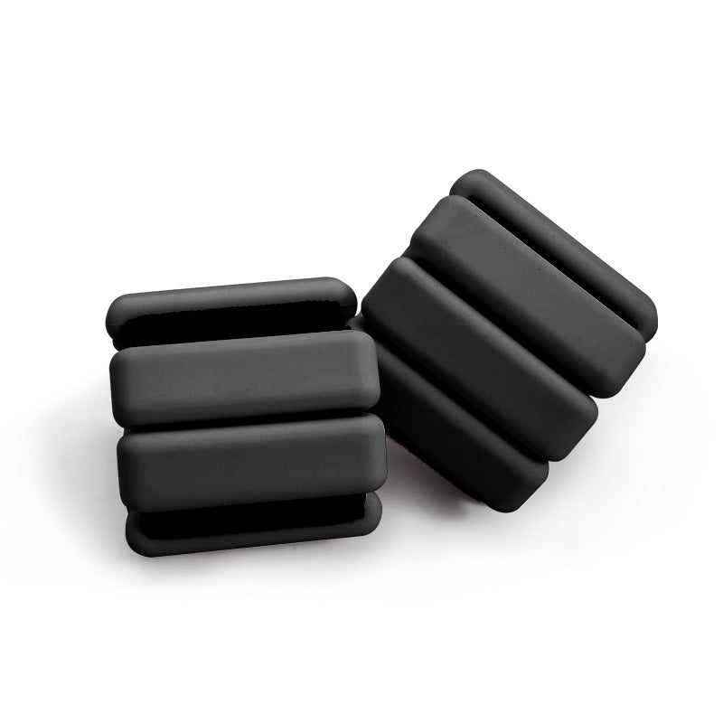 Black Adjustable Silicone Wrist &amp; Ankle Weights - 2lb Pair (900g) | Comfortable Fitness Resistance Bands for Workout, Running, Training