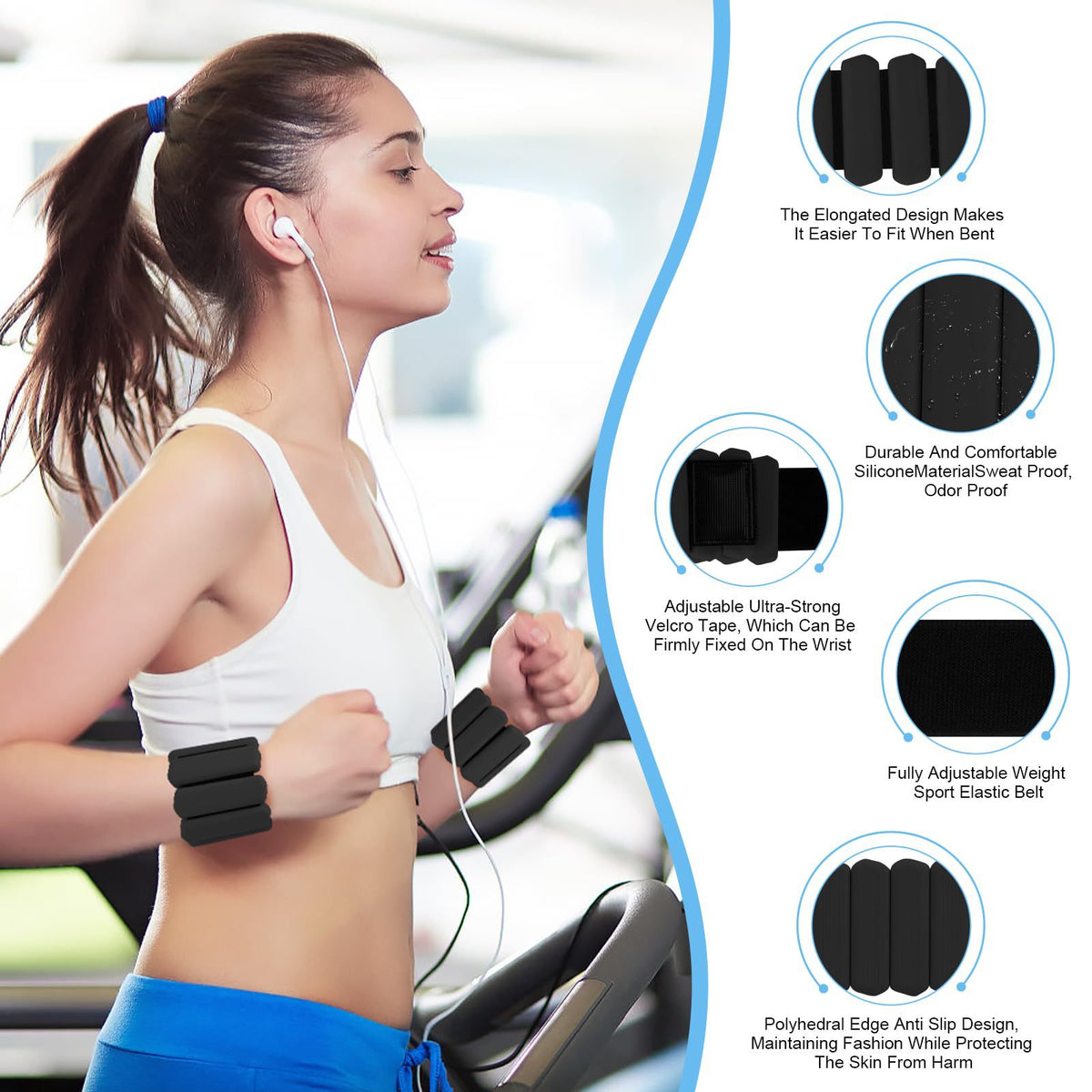 Pink Adjustable Silicone Wrist & Ankle Weights - 2lb Pair (900g) | Comfortable Fitness Resistance Bands for Workout, Running, Training