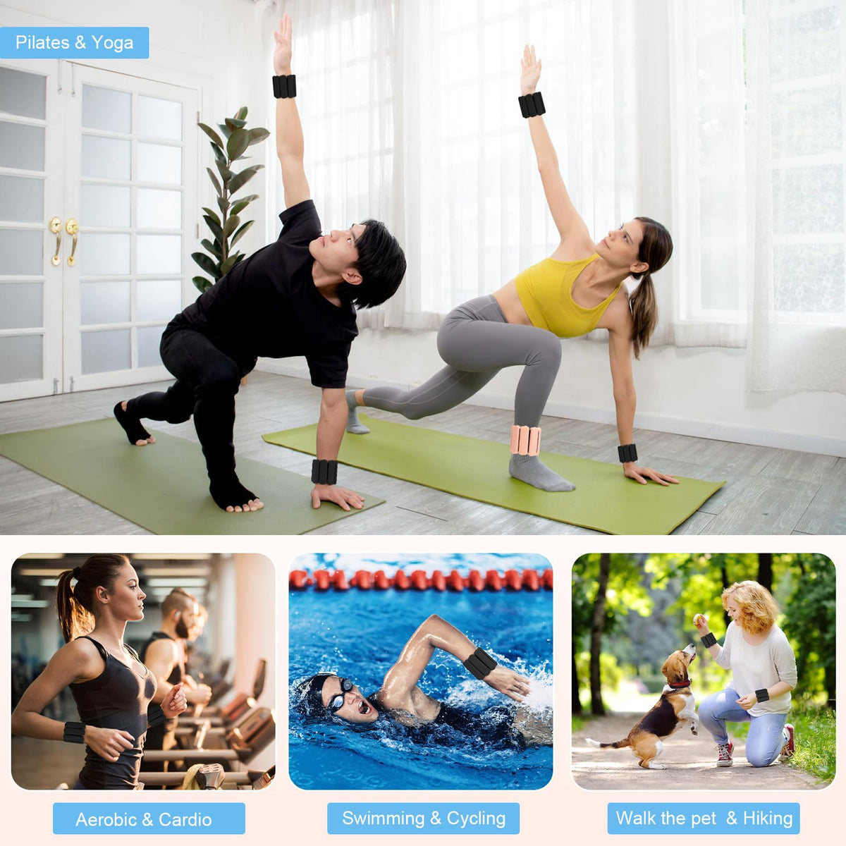 Red Adjustable Silicone Wrist & Ankle Weights - 2lb Pair (900g) | Comfortable Fitness Resistance Bands for Workout, Running, Training