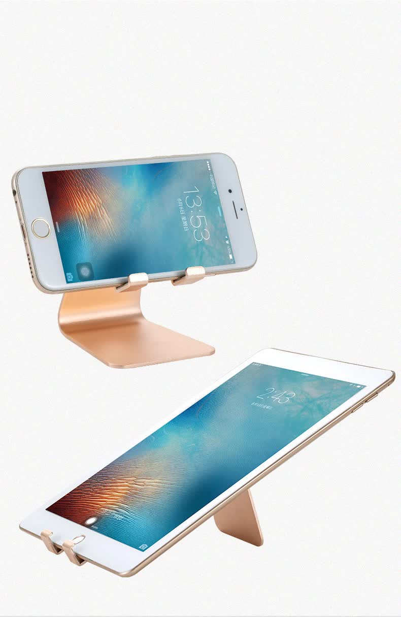 2 Pcs Gold Foldable Aluminum Alloy Phone & Tablet Stand - Adjustable Portable Desktop Holder