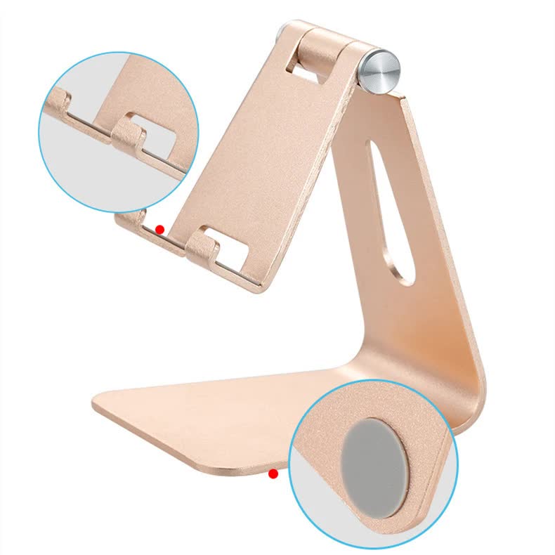 2 Pcs Silver Foldable Aluminum Alloy Phone & Tablet Stand - Adjustable Portable Desktop Holder