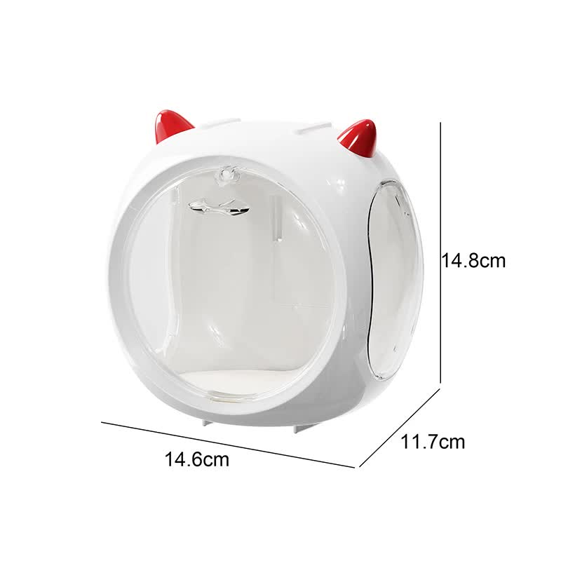 Beige And Red Horn Acrylic Blind Box Display Case - Transparent Dustproof Storage for Figures and Collectibles(The model is a shooting prop and is not included)