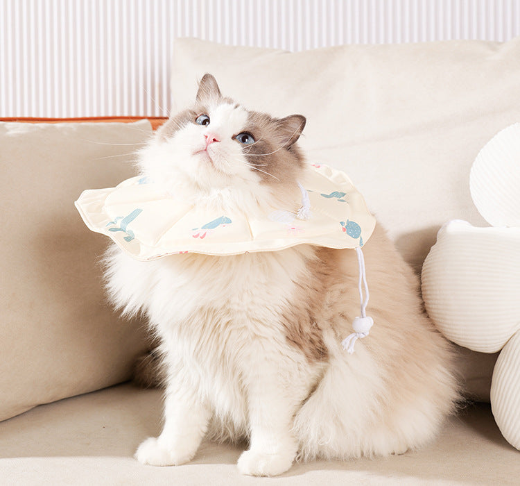 2 Pcs Size S Beige Comfortable Pet Recovery Collar | Waterproof Anti-Lick Collar for Cats & Dogs