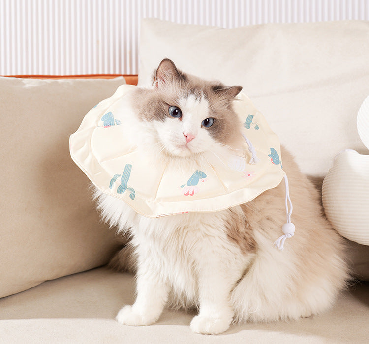 2 Pcs Size M Beige Comfortable Pet Recovery Collar | Waterproof Anti-Lick Collar for Cats & Dogs