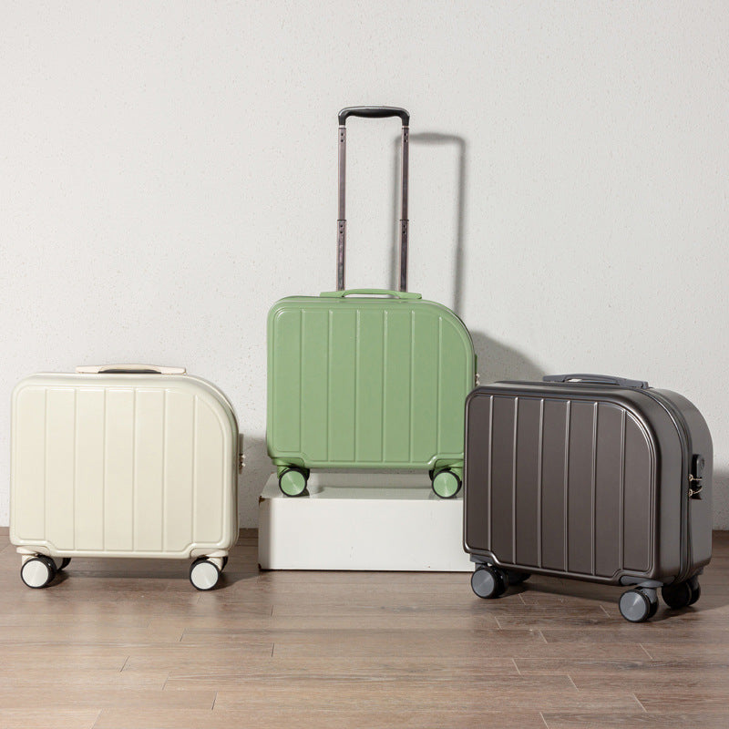 Beige Compact 18-Inch Carry-On Suitcase | Lightweight ABS Hardside Spinner Luggage