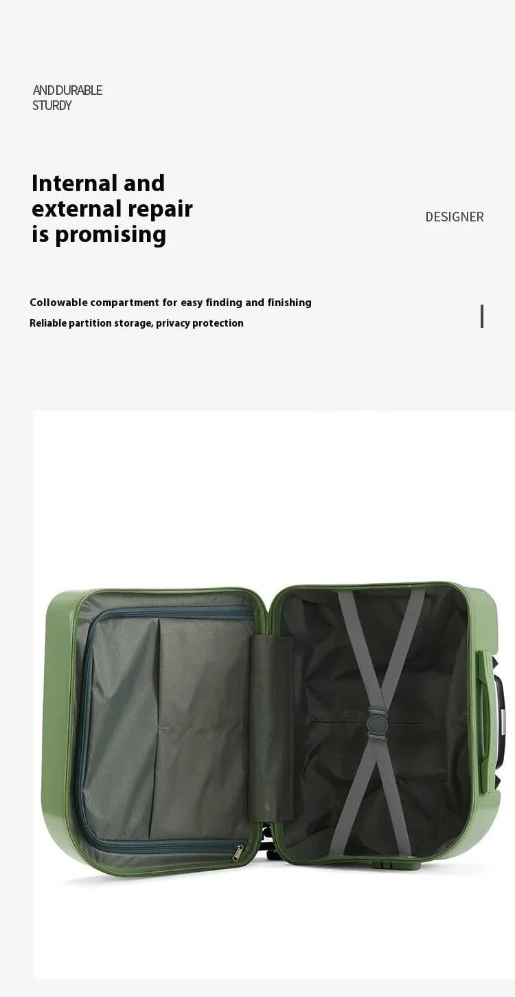 Green Compact 18-Inch Carry-On Suitcase | Lightweight ABS Hardside Spinner Luggage