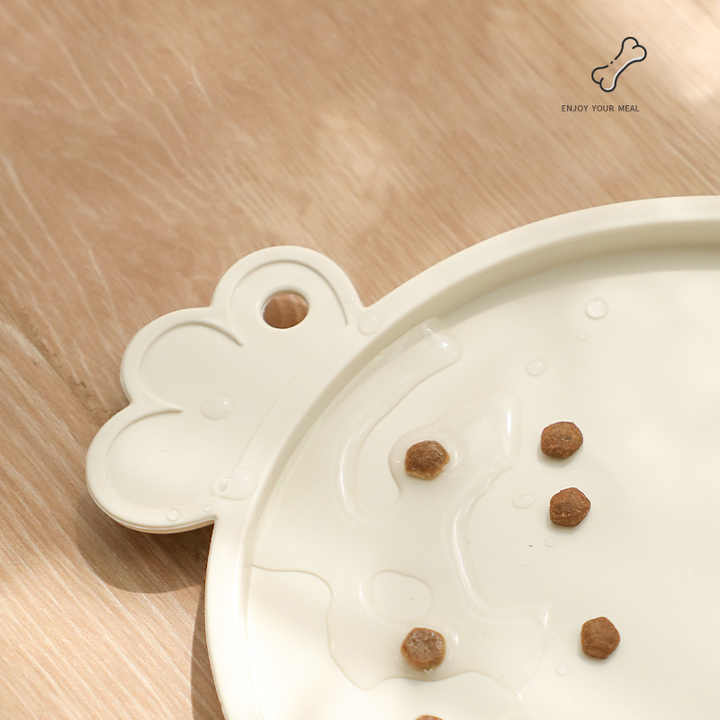 White Non-Slip Pet Feeding Mat - Waterproof Dog & Cat Food Bowl Placemat with Raised Edges