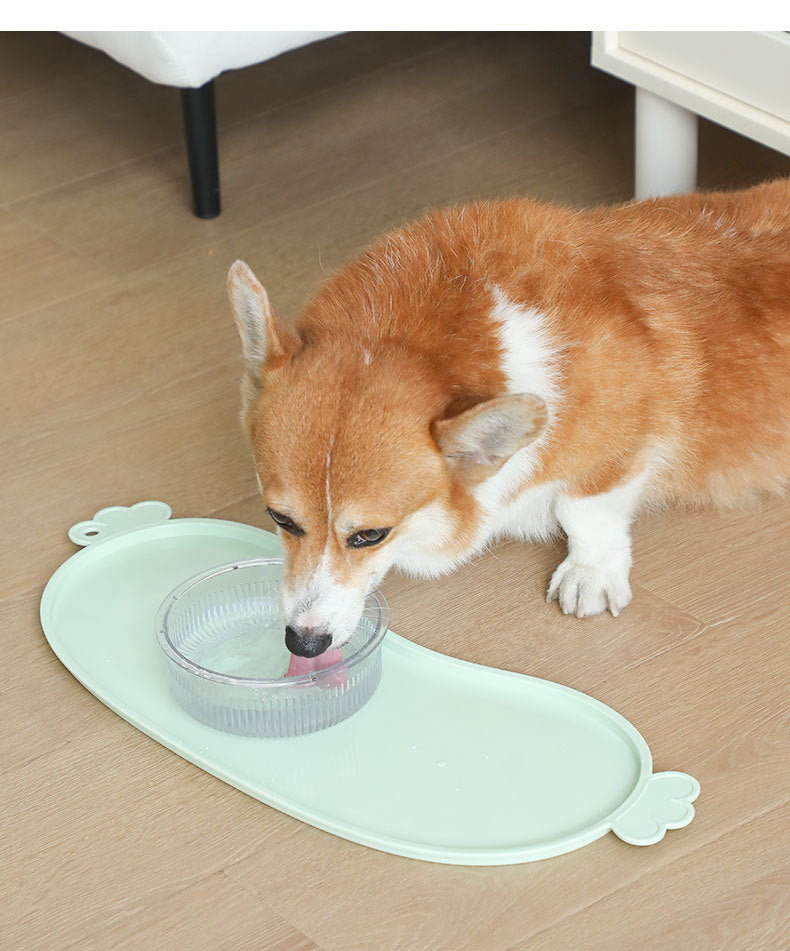 Green Non-Slip Pet Feeding Mat - Waterproof Dog & Cat Food Bowl Placemat with Raised Edges