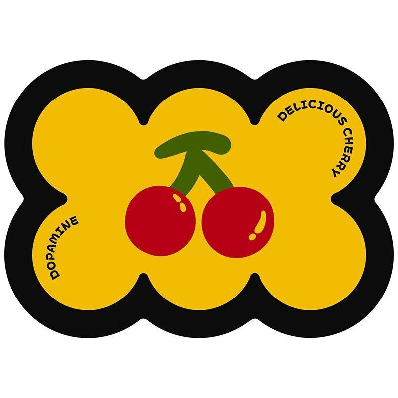 Style 10 Yellow,Black And Red Cherry Pattern Absorbent Diatomaceous Earth Pet Feeding Mat - Non-Slip &amp; Quick Dry Placemat (50x80cm)