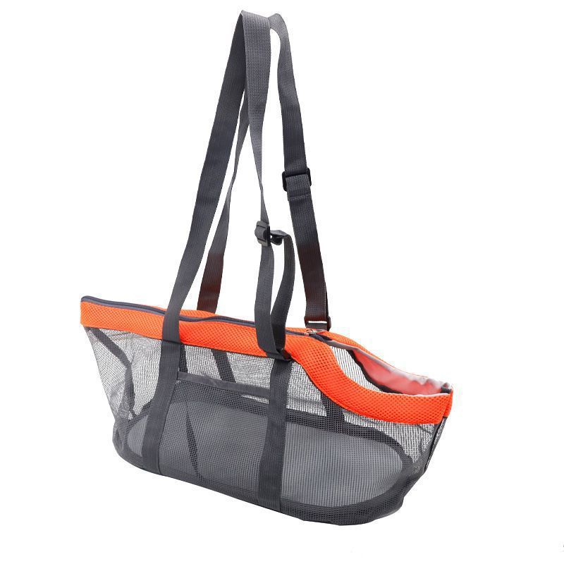 Orange And Grey Lightweight Breathable Mesh Pet Carrier Handbag - Portable Travel Tote for Small Dogs &amp; Cats up to 8kg