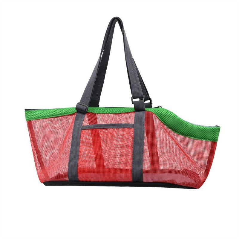 Red And Grey Lightweight Breathable Mesh Pet Carrier Handbag - Portable Travel Tote for Small Dogs &amp; Cats up to 8kg