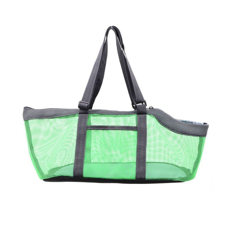 Green And Grey Lightweight Breathable Mesh Pet Carrier Handbag - Portable Travel Tote for Small Dogs &amp; Cats up to 8kg