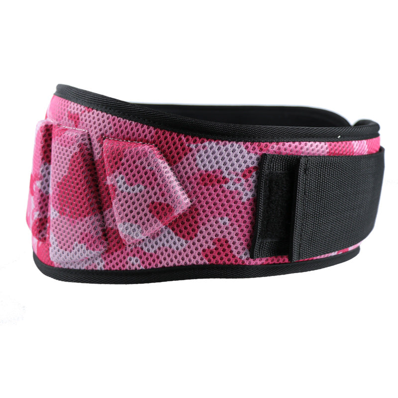Size L Pink Camouflage Camo Weightlifting Belt - EVA Nylon Gym Belt for Squats, Deadlifts &amp; Lumbar Support