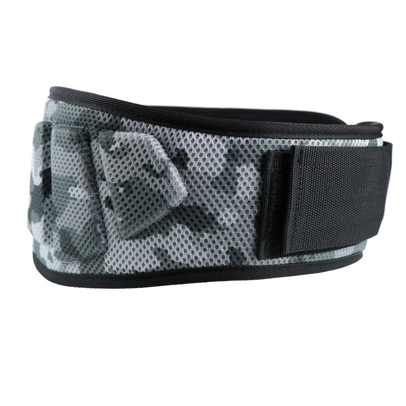 Size L Grey Camouflage Camo Weightlifting Belt - EVA Nylon Gym Belt for Squats, Deadlifts &amp; Lumbar Support