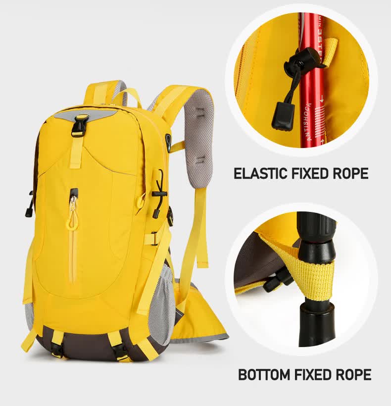 Yellow Lightweight 30L Hiking Backpack - Water-Resistant Outdoor Daypack for Trekking & Travel
