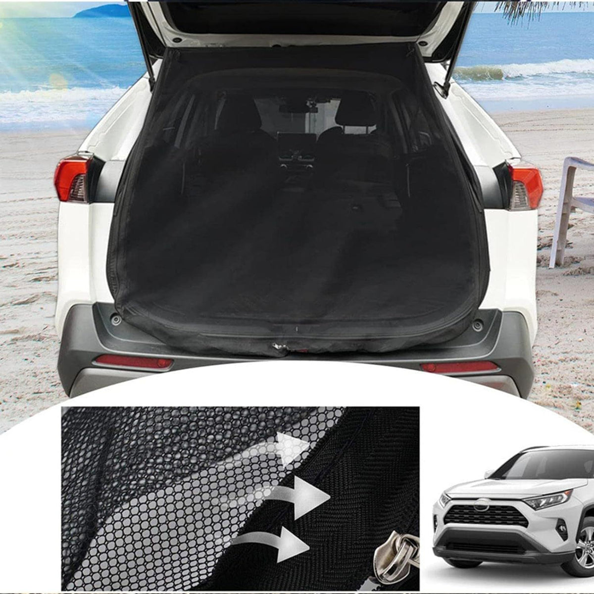 Size M Black Magnetic Car Window Sun Shade Screens & SUV Tailgate Mosquito Net Set - Breathable Bug Protection