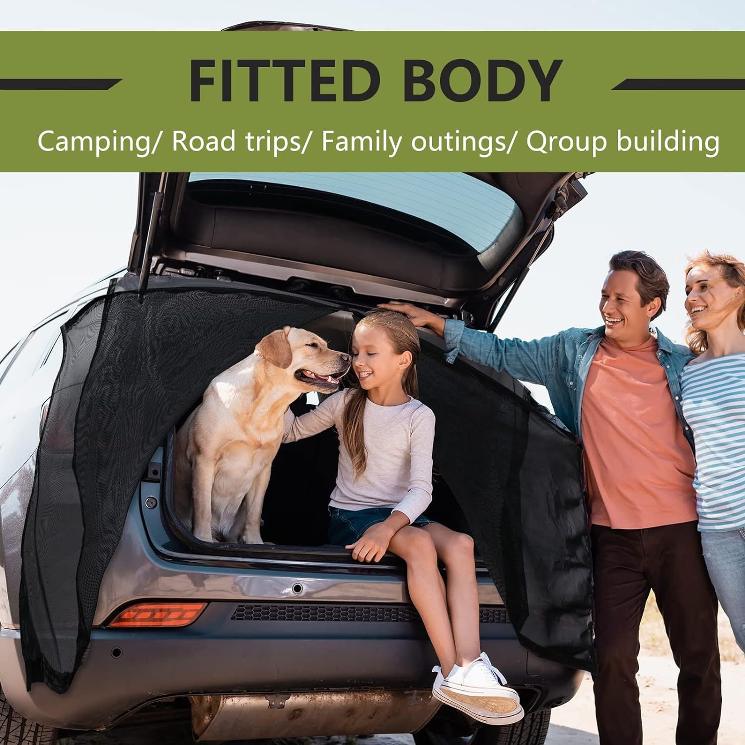 Size M Black Magnetic Car Window Sun Shade Screens & SUV Tailgate Mosquito Net Set - Breathable Bug Protection