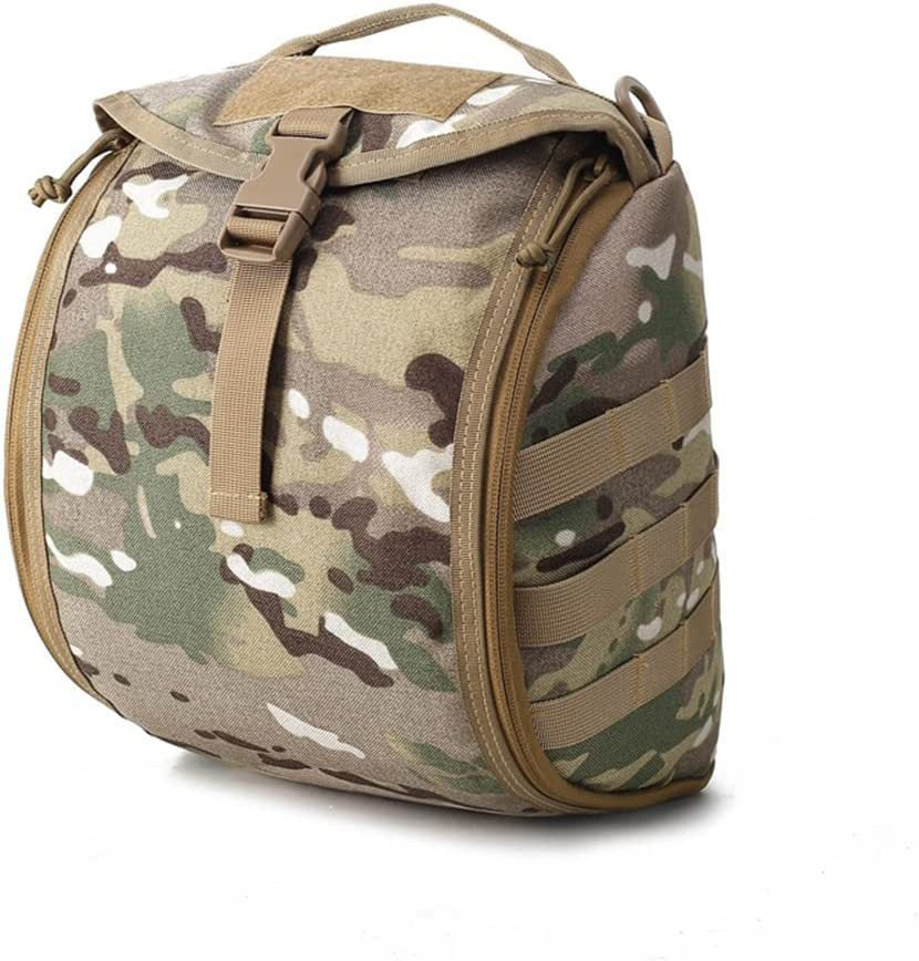 Camouflage Brown Tactical Helmet Bag &amp; Utility Pouch - Padded MOLLE Gear Storage Carrier