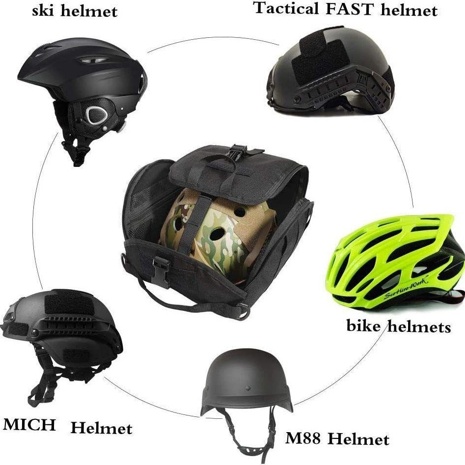 Camouflage Brown Tactical Helmet Bag & Utility Pouch - Padded MOLLE Gear Storage Carrier