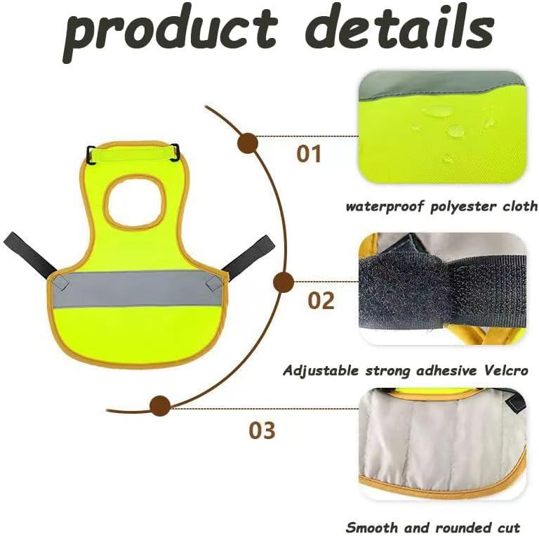 4 Pcs Black High Visibility Chicken & Duck Safety Vest - Reflective Poultry Jacket