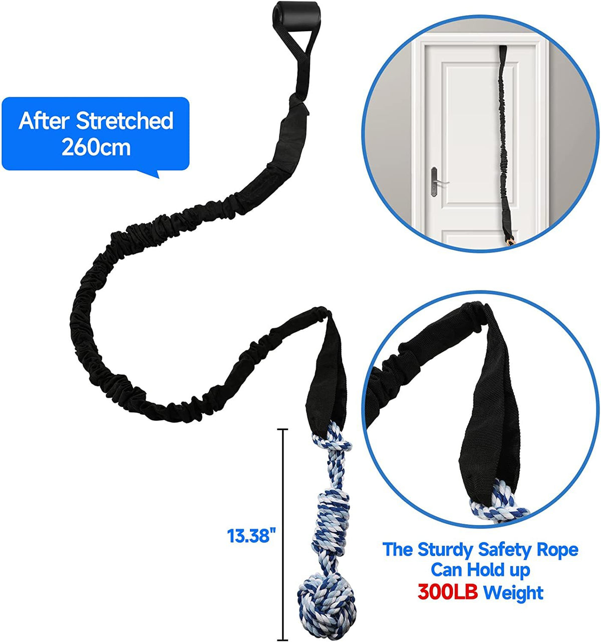 Red And Colored Cotton Balls Interactive Bungee Dog Tug Toy - Hanging Rope Ball for Solo Play & Exercise