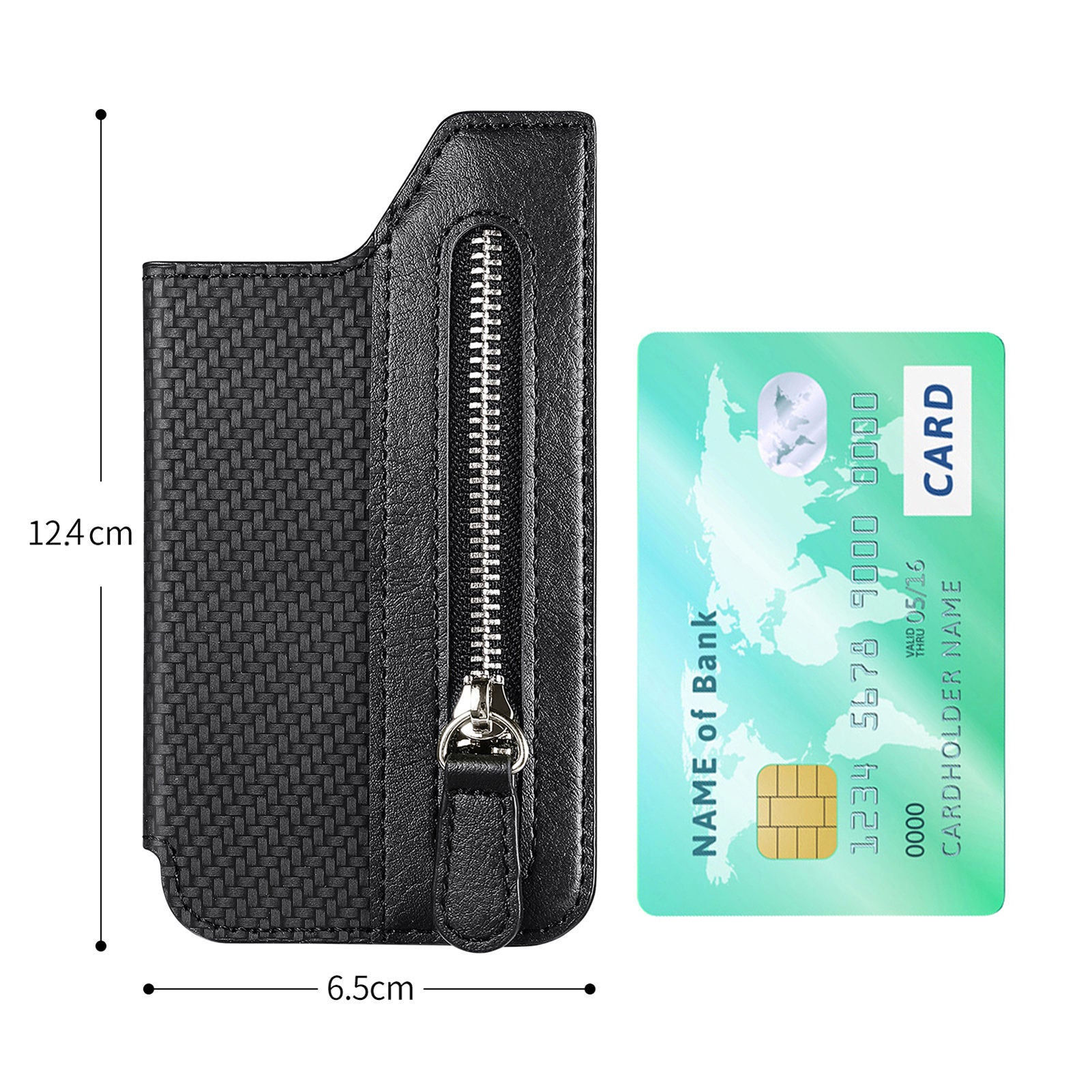 2 Pcs Blue Multifunction Stick-On Phone Wallet - PU Leather Card Holder with Zipper & Flip Cover