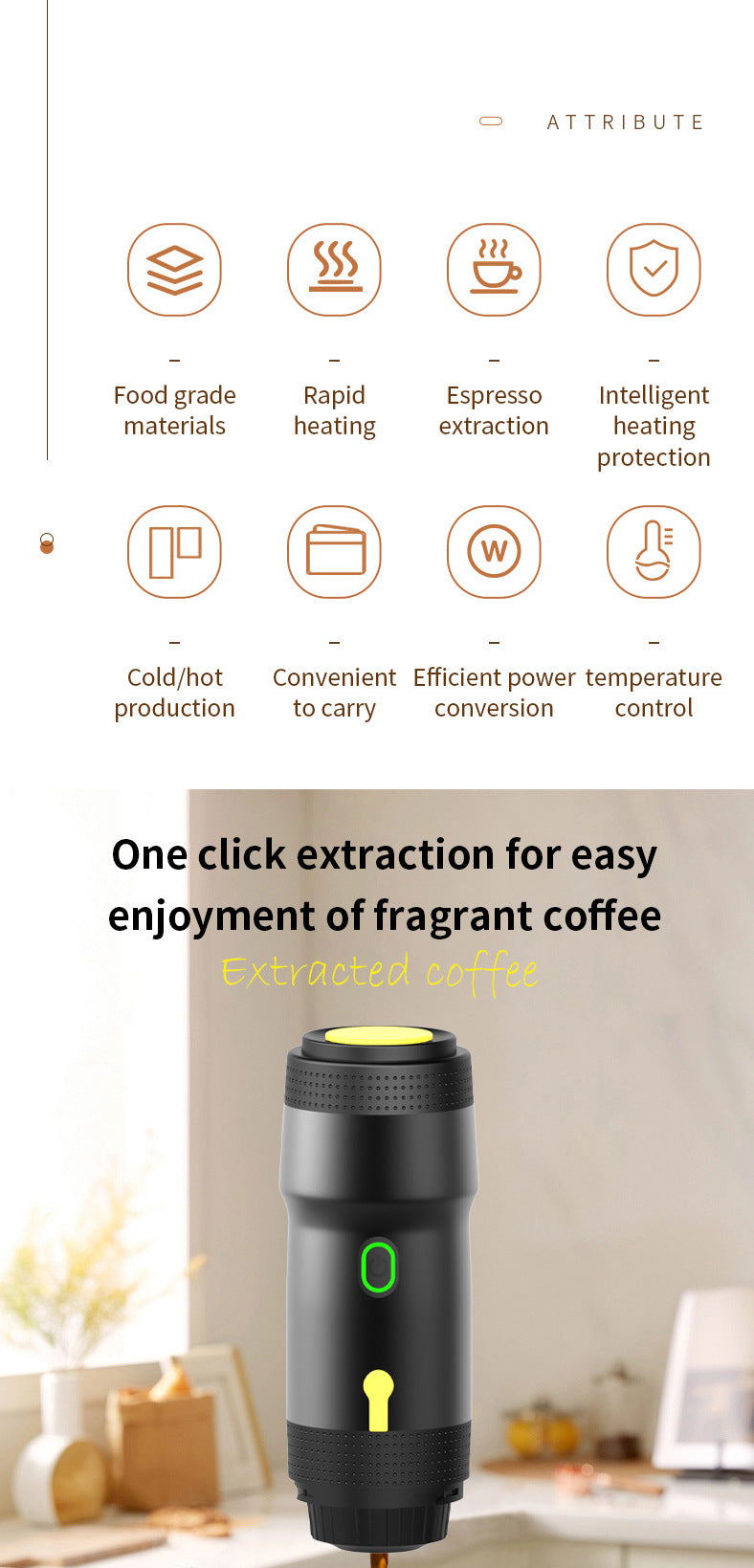 White 3-in-1 Portable Electric Espresso Maker - Rechargeable Travel Coffee Machine for Capsules & Ground Coffee