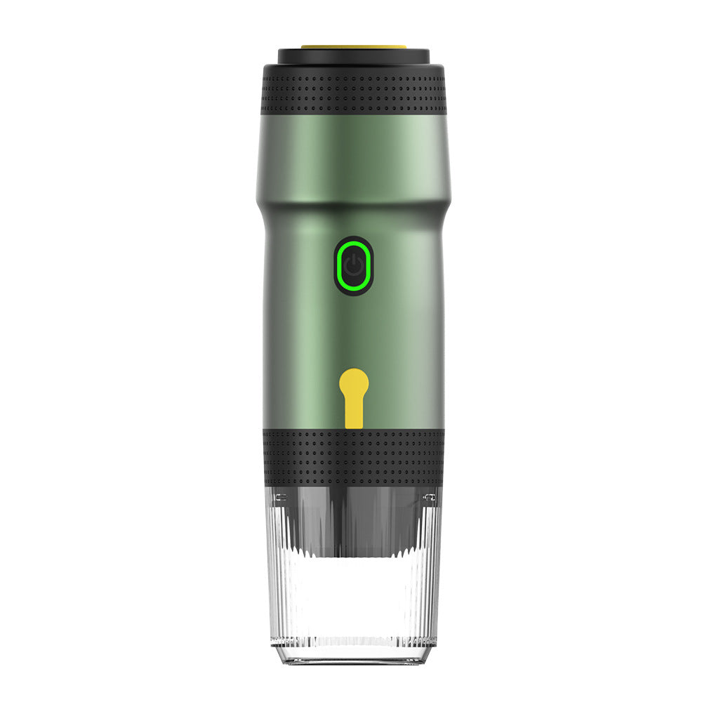 Green 3-in-1 Portable Electric Espresso Maker - Rechargeable Travel Coffee Machine for Capsules &amp; Ground Coffee