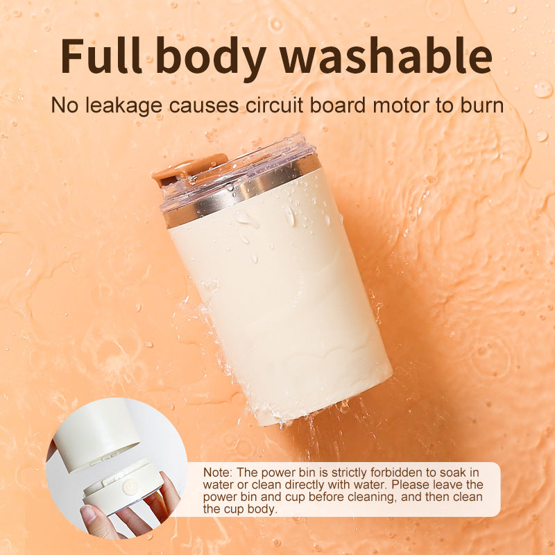 White 316 Stainless Steel Rechargeable Electric Self-Stirring Mug - 420ml Automatic Mixing Cup with Magnetic Rotor