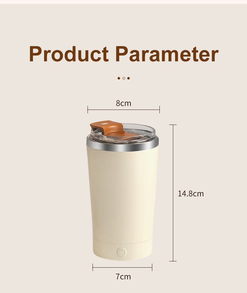 Light Blue 316 Stainless Steel Rechargeable Electric Self-Stirring Mug - 420ml Automatic Mixing Cup with Magnetic Rotor
